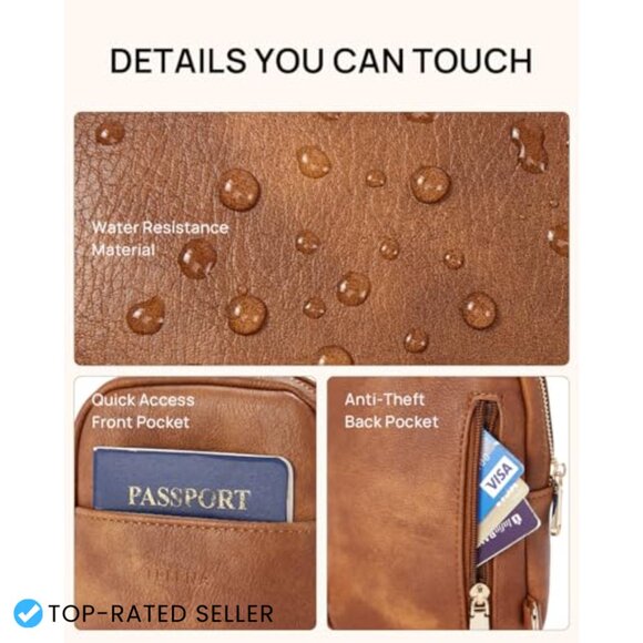 Faux Leather Crossbody Sling Bag Adjustable Strap Chic Minimal Travel Purse - Picture 4 of 7